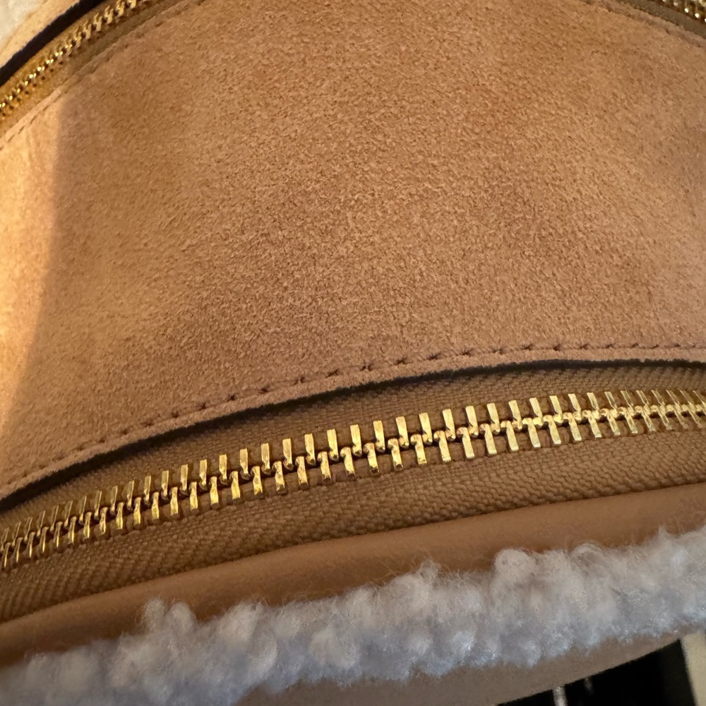 Michael Kors Tan and Cream medium Suede and Faux Shearling Backpack - Picture 5 of 5